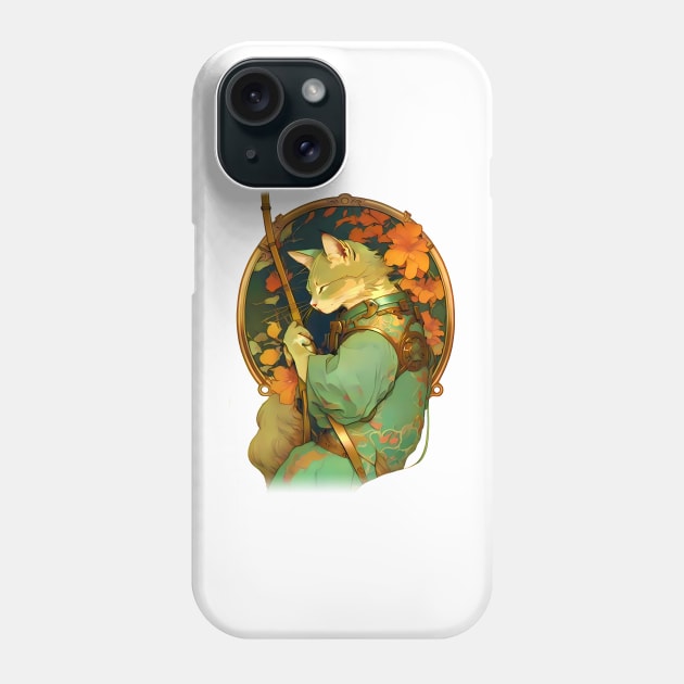 Art Nouveau Traditional Japanese Samurai Cat Phone Case by entwithanaxe