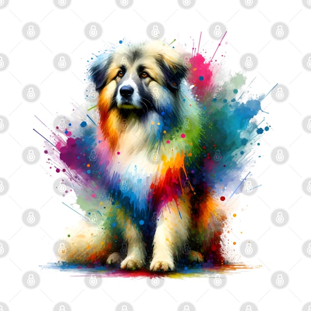 Pyrenean Shepherd in Vibrant Artistic Color Splashes by ArtRUs