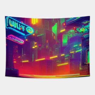 Japan Neon City Lights Tapestry