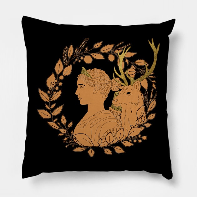 Artemis / Diana Pillow by SnugglyTh3Raven