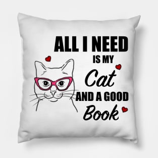 Cats and Books, Cat Lover, Book Lover Pillow