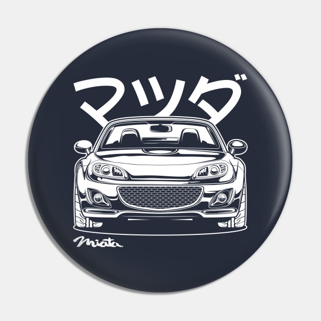 Miata MX-5 Line Art (White Print) Pin by idrdesign