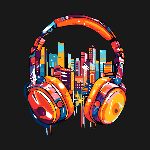 Headphone Music Non Stop Fun Urbain City Life by Cubebox