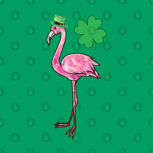 Lucky Leprechaun Flamingo St Patrick's Day by Pennelli Studio