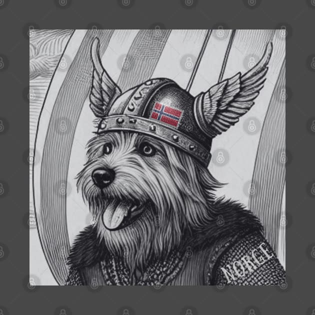 Cute Black and White Viking dog Norway Flag by DAZu