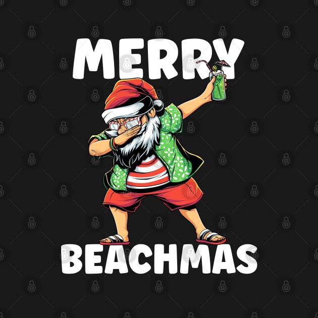 Merry Beachmas Dabbing Beach Santa Christmas by BDAZ