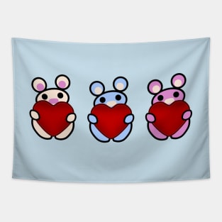 Three Chibis (Big Hearts) Tapestry