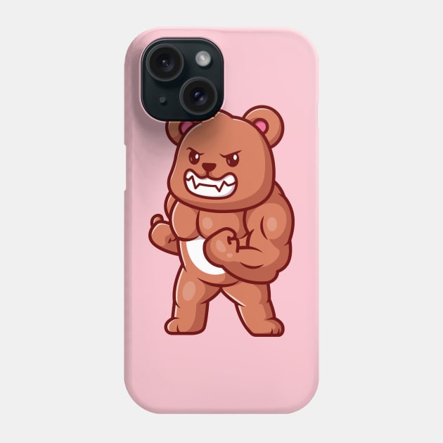 Cute Bear Muscular Cartoon Phone Case by Catalyst Labs