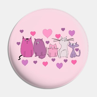 Five Cute Love Cats Pin