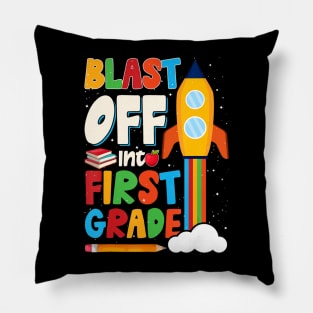 Blast Off Into 1st Grade First Day of School Kids Pillow