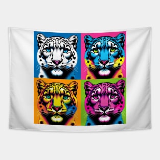 Pop Art Snow Leopard Tee - Cool Wildlife Statement Tapestry