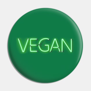 VEGAN in glowing green plant based Neon sign Pin