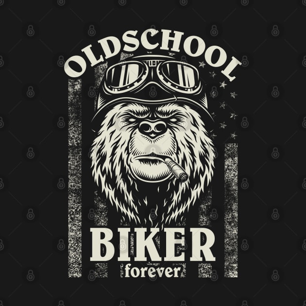 Old School Biker Forever I Motorcycle Bike Grizzly Bear by az_Designs