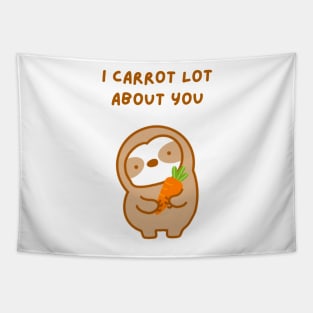 I Care A Lot About You Carrot Sloth Tapestry