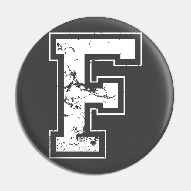 Initial Letter F White Jersey Sports Athletic Player Pin by porcodiseno