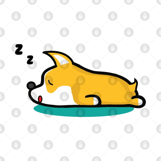 Pembroke Welsh Corgi Sleeping Lazy Dog by alltheprints