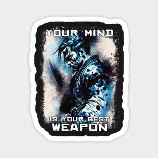 Samurai Warrior Abstract Splatter Portrait Motivational Quote Magnet