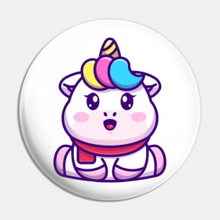 Cute baby unicorn sitting cartoon illustration Pin