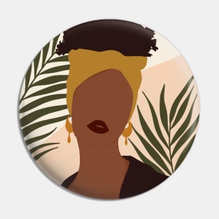 Boho Black Woman Portrait Pin