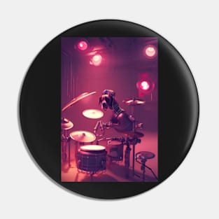 Cyber Dog Jams On The Drums Pin