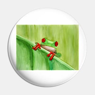 Green and red frog Pin