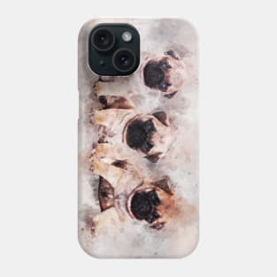 Pug Puppies. Dog Watercolor Portrait 01 Phone Case