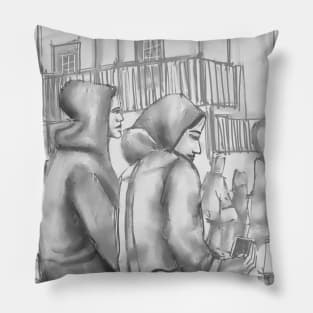 London Black and White Pillow