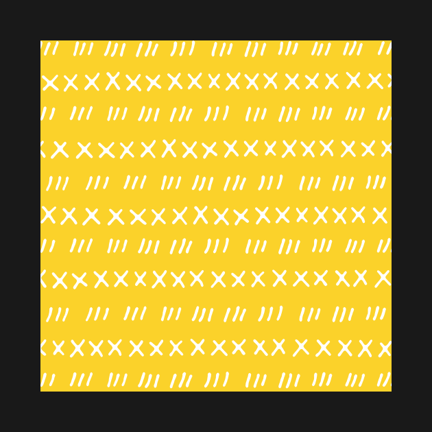 Mustard Yellow and White Hand Drawn Pattern by dreamingmind