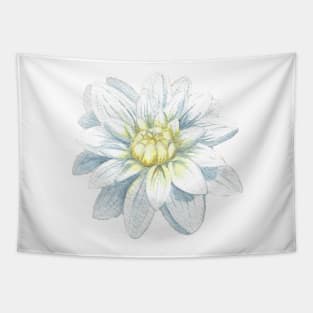 White and yellow dahlia flower watercolor painting Tapestry