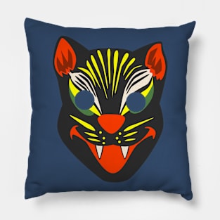 Vintage Halloween Cat Mask Pillow