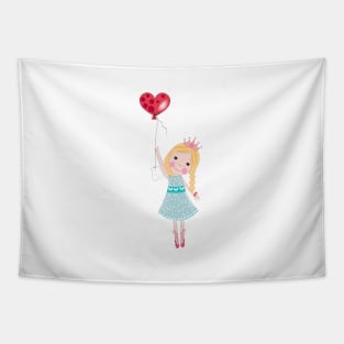 Cute fairytale with heart message balloon Tapestry