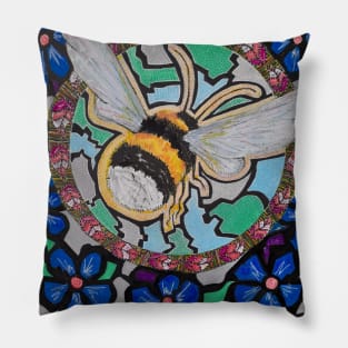bee,blue,bumblebee by LoEndGraphics Pillow