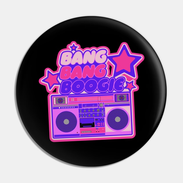 Bang Bang Boogie - Boombox - Ghettoblaster - Pop Art Design Pin by Boogosh