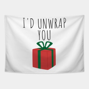 I'd Unwrap You. Christmas Humor. Rude, Offensive, Inappropriate Christmas Design In Black Tapestry