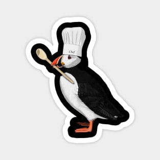 Puffin Chef Bird Illustration Magnet