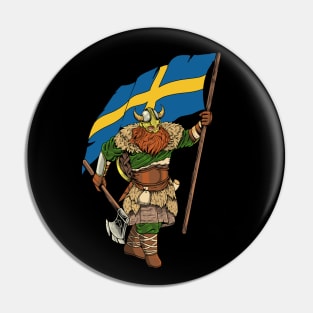 Viking warrior with flag - Sweden Pin