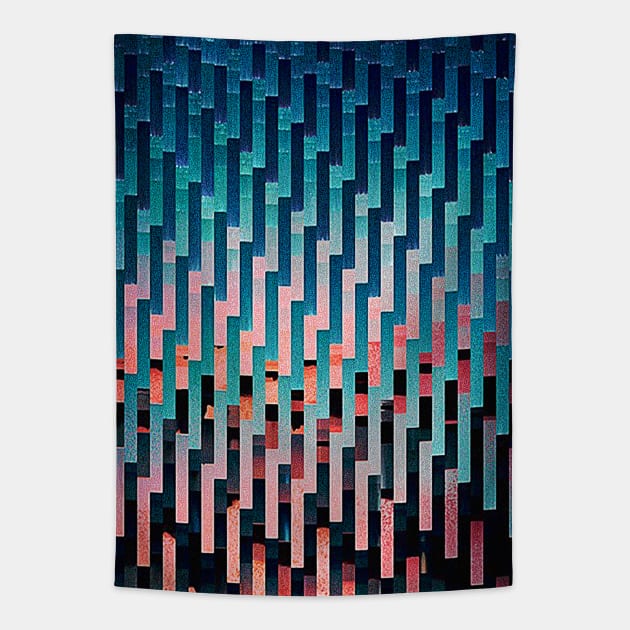 Pink/Blue Glitch #2 - Contemporary Exclusive Modern Design Tapestry by DankFutura