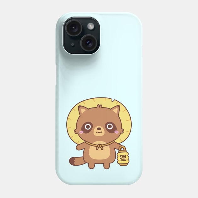 Cute Tanuki Raccoon Dog With Lantern Phone Case by rustydoodle