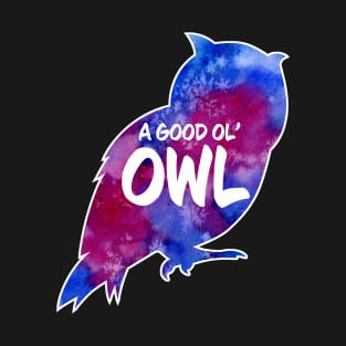 Owl Critter - Watercolor Background T-Shirt