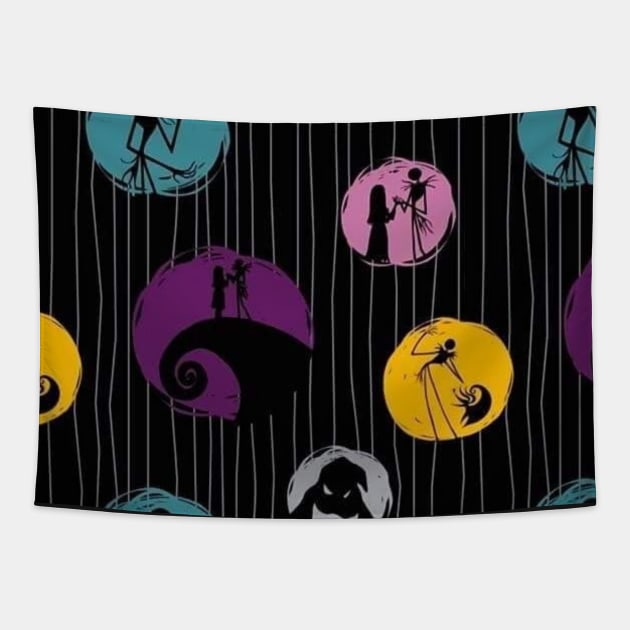 Simply Meant To Be Jack and Sally, the nightmare before Christmas, jack skellington, halloween, pumpkin king Tapestry by JDVNart