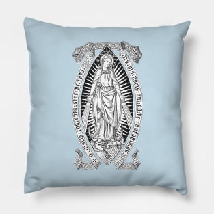 Immaculate Conception 03 - mosaic blue bkg (turqoise) Pillow