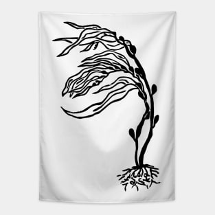 Hold Fast in Ocean Giant Kelp (Black Ink Version) Tapestry