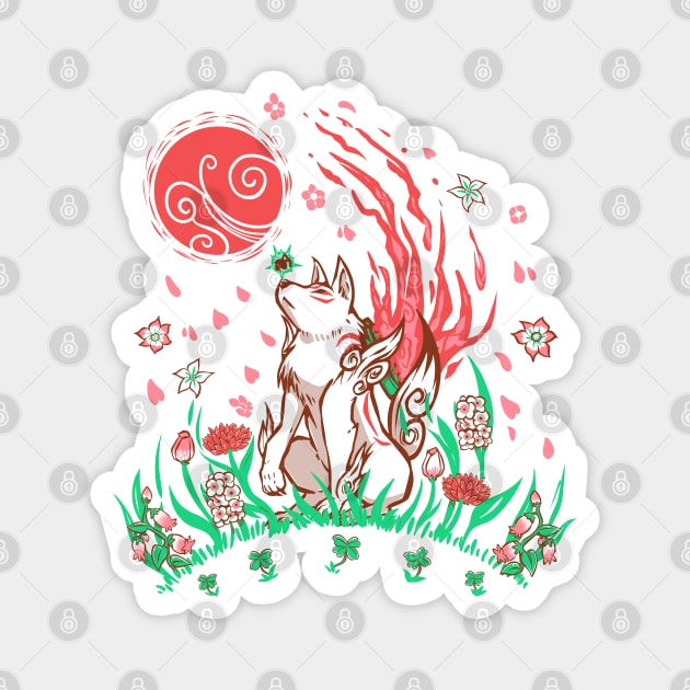 Wolf Blossom Breeze Magnet by TechraNova