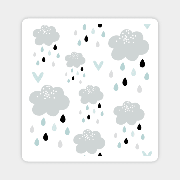 Scandi Rain Clouds - aqua Magnet by SugarPineDesign