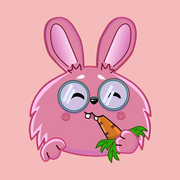 pink rabbit with glasses by Mariia Tsymbala