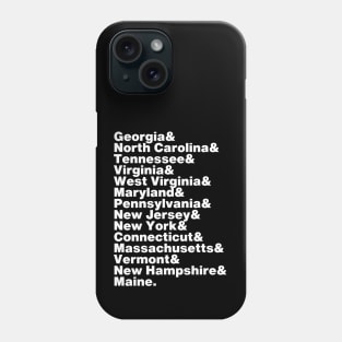 Appalachian Trail Georgia to Maine Sate List (White Font) Phone Case