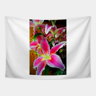 Pink Lily Lilium Herbaceous Flowering Plants Tapestry