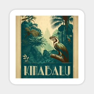 Kinabalu National Forest Malaysia Vintage Travel Art Poster Magnet