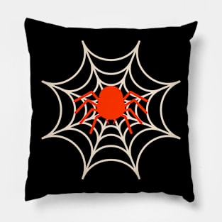 Orange Spider, White Web Pillow