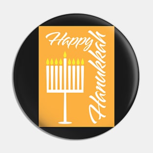 Happy Hanukkah greeting with Menorah illustration Pin